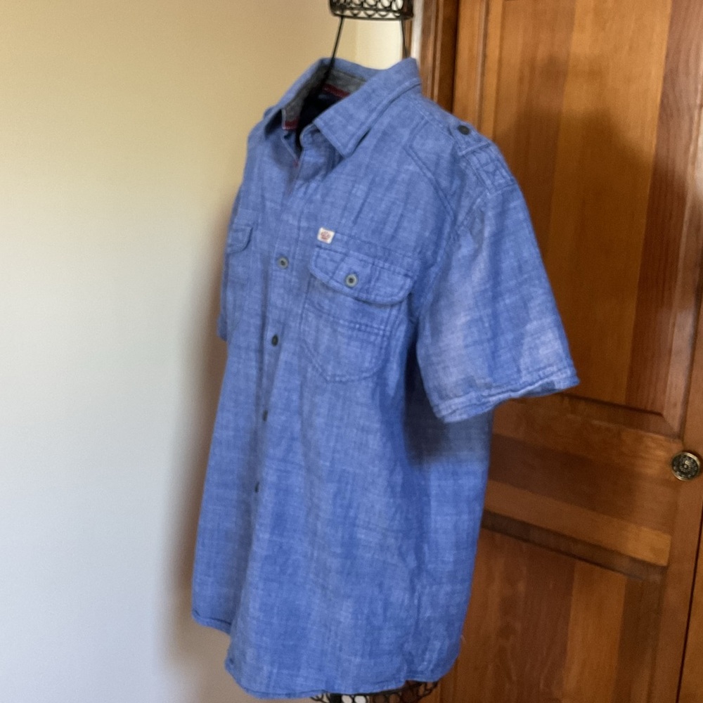 Black Jack Men's Blue Short Sleeve Shirt, L - Picture 2 of 5